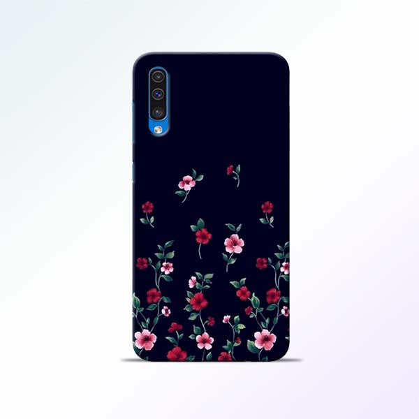 Black Flower Samsung Galaxy A50 Mobile Cases