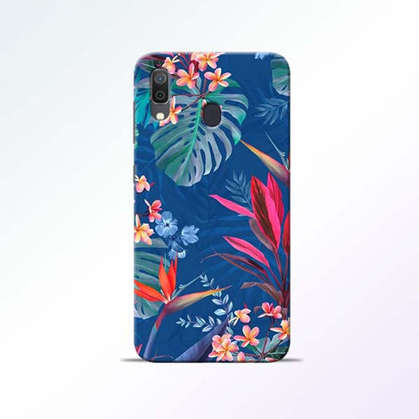 Blue Floral Samsung Galaxy A30 Mobile Cases