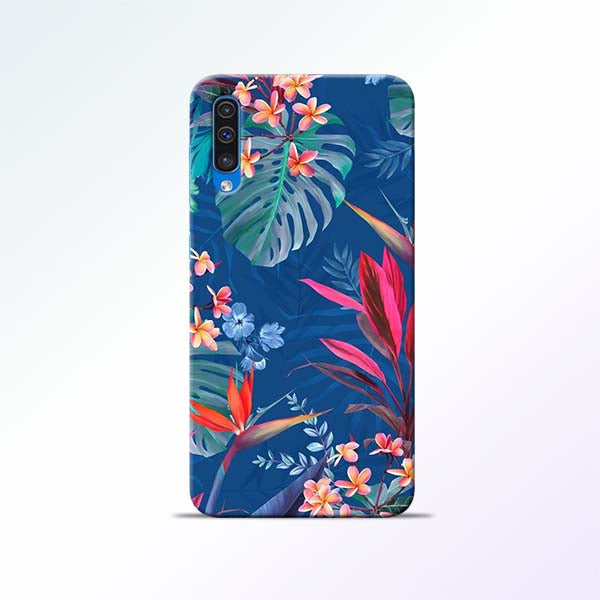 Blue Floral Samsung Galaxy A50 Mobile Cases